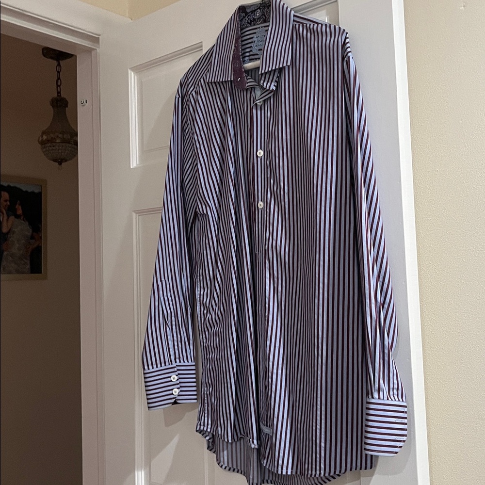 English Laundry Burgundy and Gray Patterned Shirt